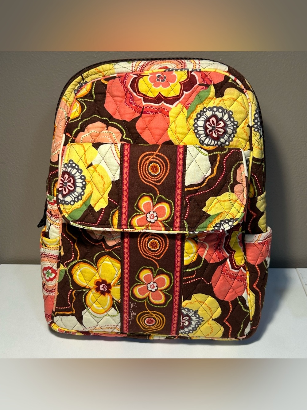 Vera Bradley Backpack Quilted Fabric Buttercup Purse Backpack